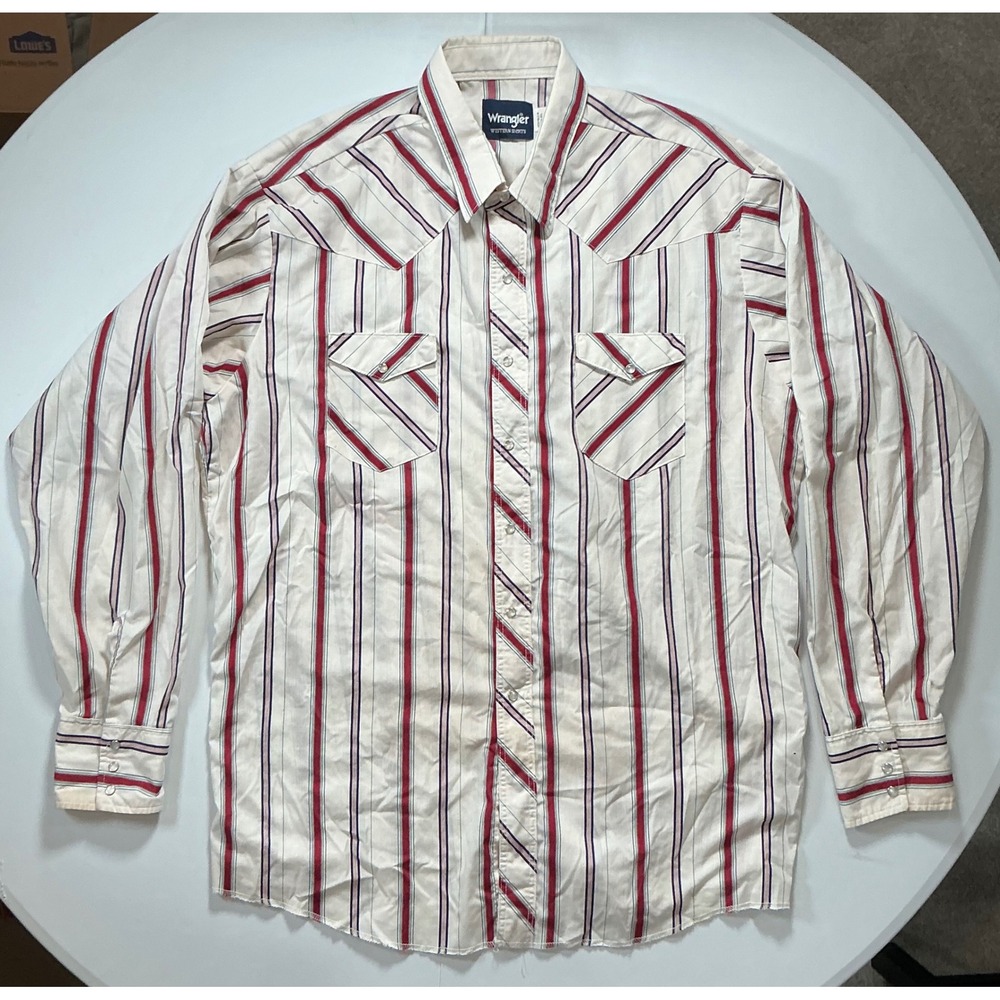 VTG Wrangler Pearl Snap Western Shirt Mens 2XT Striped Long Sleeve Cowboy Rodeo